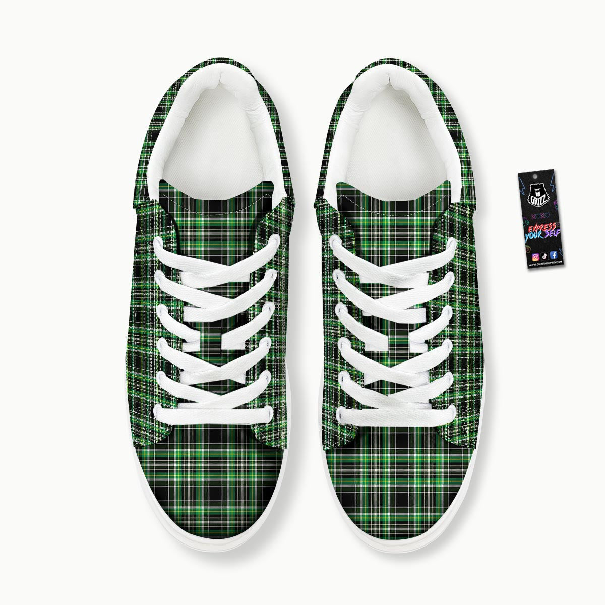 Tartan St. Patrick's Day Print Pattern Platform Shoes-grizzshop