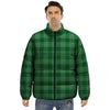 Tartan St. Patrick's Day Print Puffer Jacket-grizzshop