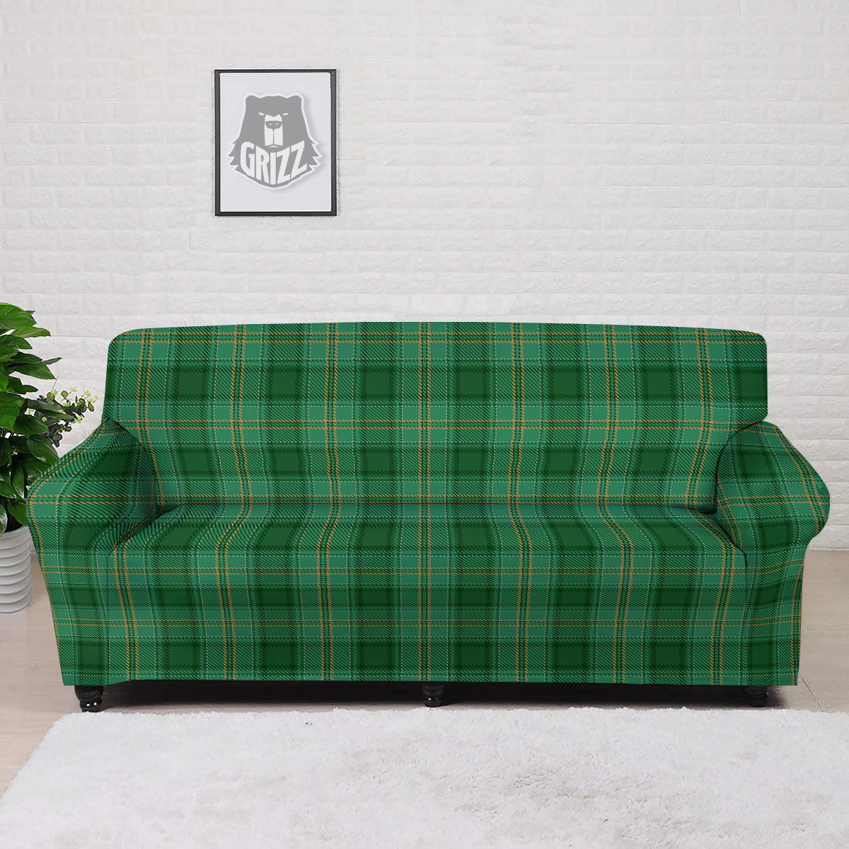 Tartan St. Patrick's Day Print Sofa Cover-grizzshop