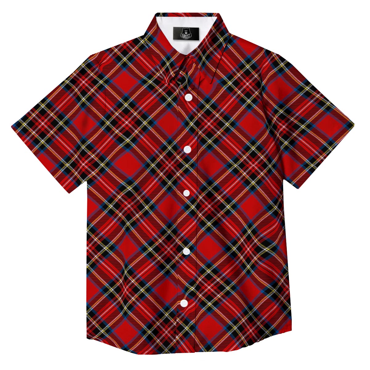 Tartan Stewart Red Print Pattern Button Up Shirt-grizzshop