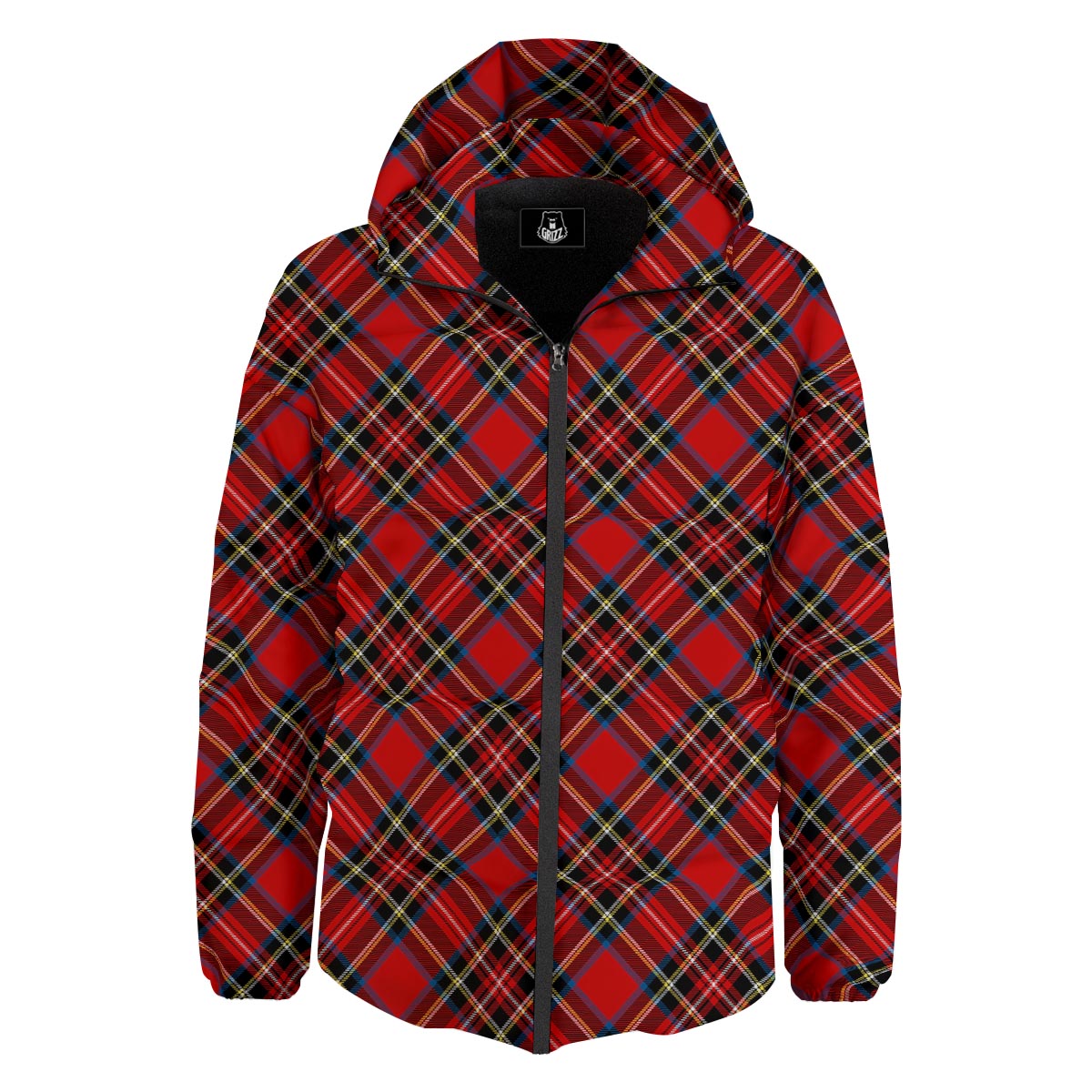 Tartan Stewart Red Print Pattern Down Jacket-grizzshop