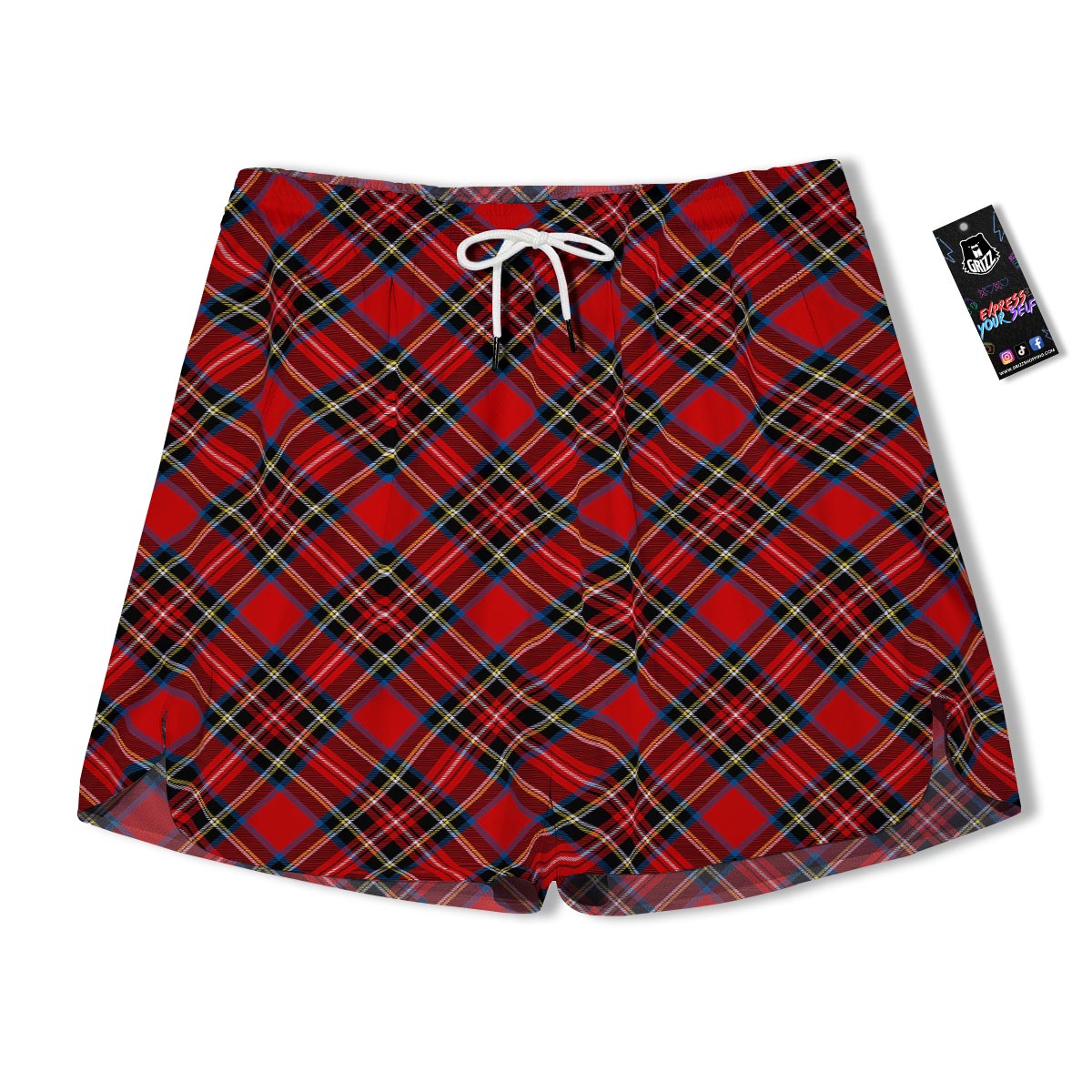 Tartan Stewart Red Print Pattern Men's Running Shorts-grizzshop