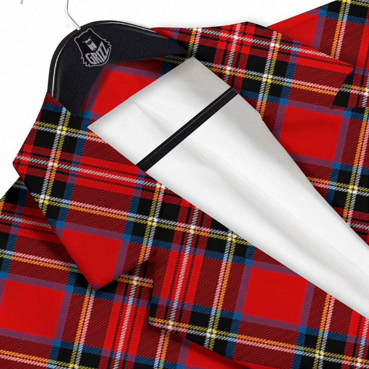 Tartan Stewart Red Print Pattern Men's Sport Coat-grizzshop
