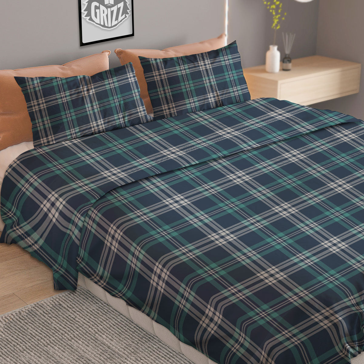 Sunflower Green Print Pattern Duvet Cover Bedding Set