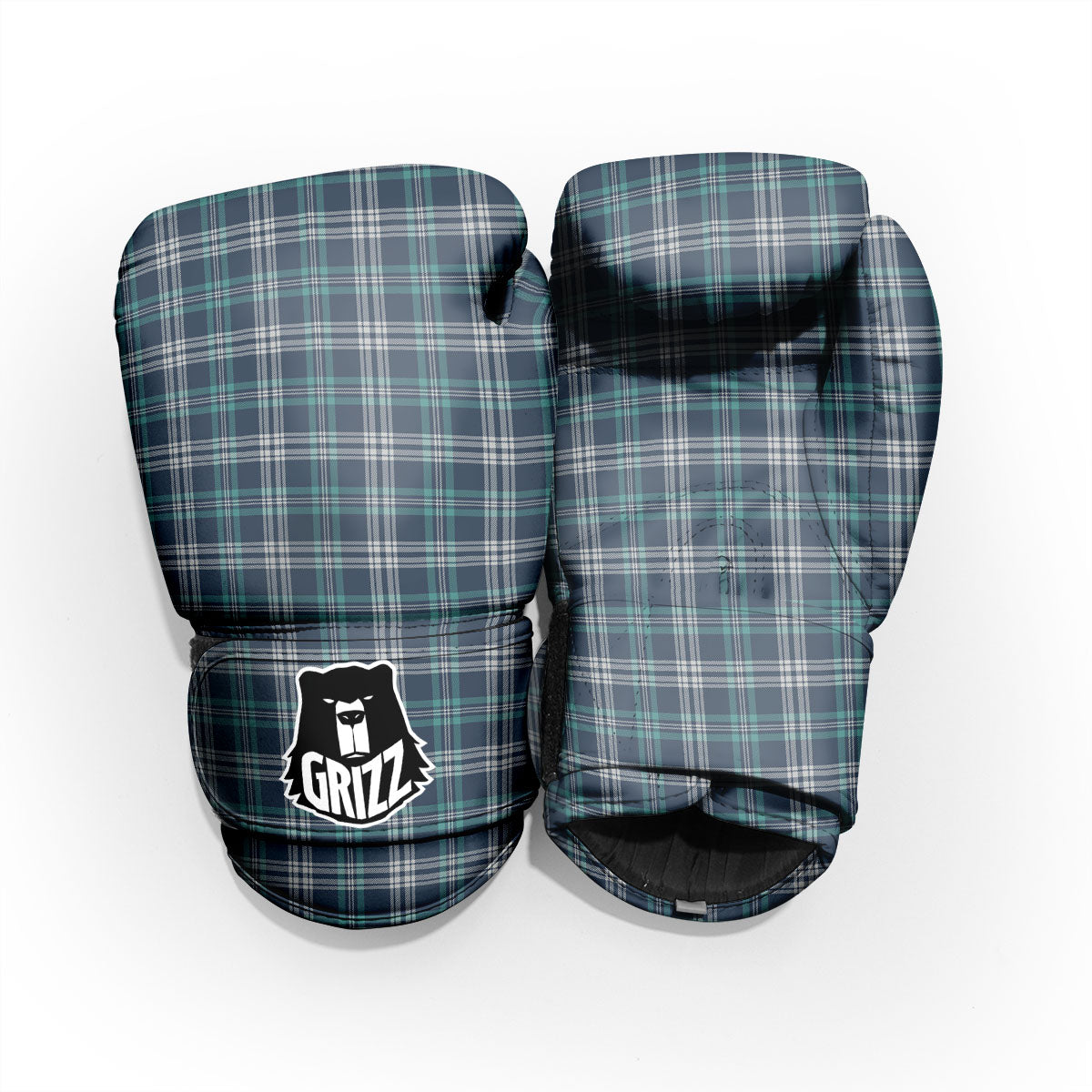 Tartan Teal And Blue Print Pattern Pro Boxing Glove