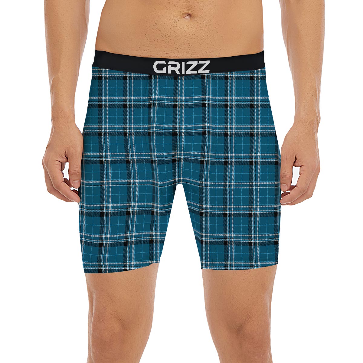 Tartan Teal Stewart Print Pattern Boxer Briefs-grizzshop