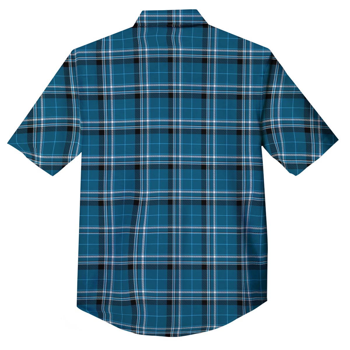 Tartan Teal Stewart Print Pattern Button Up Shirt-grizzshop