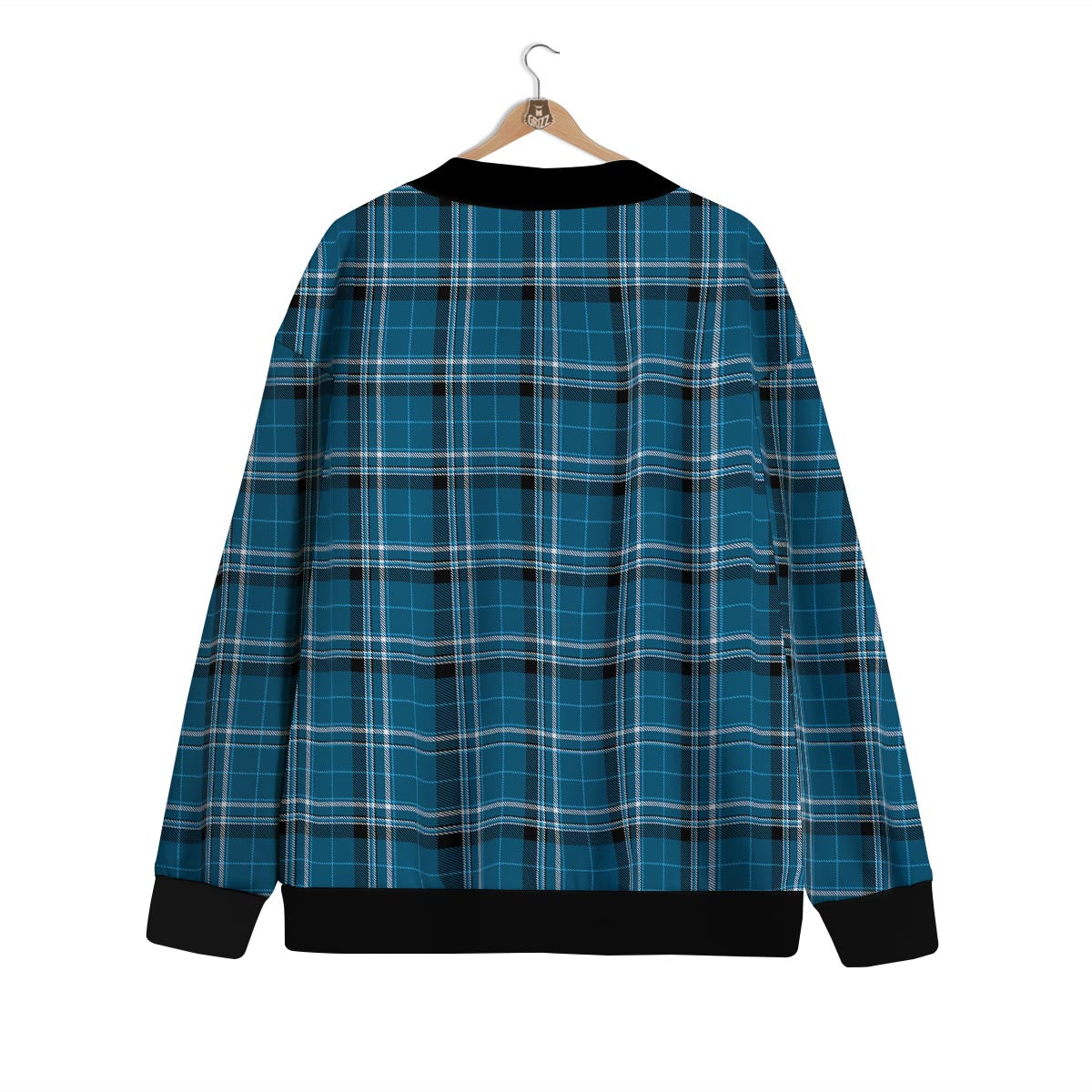 Tartan Teal Stewart Print Pattern Cardigan-grizzshop