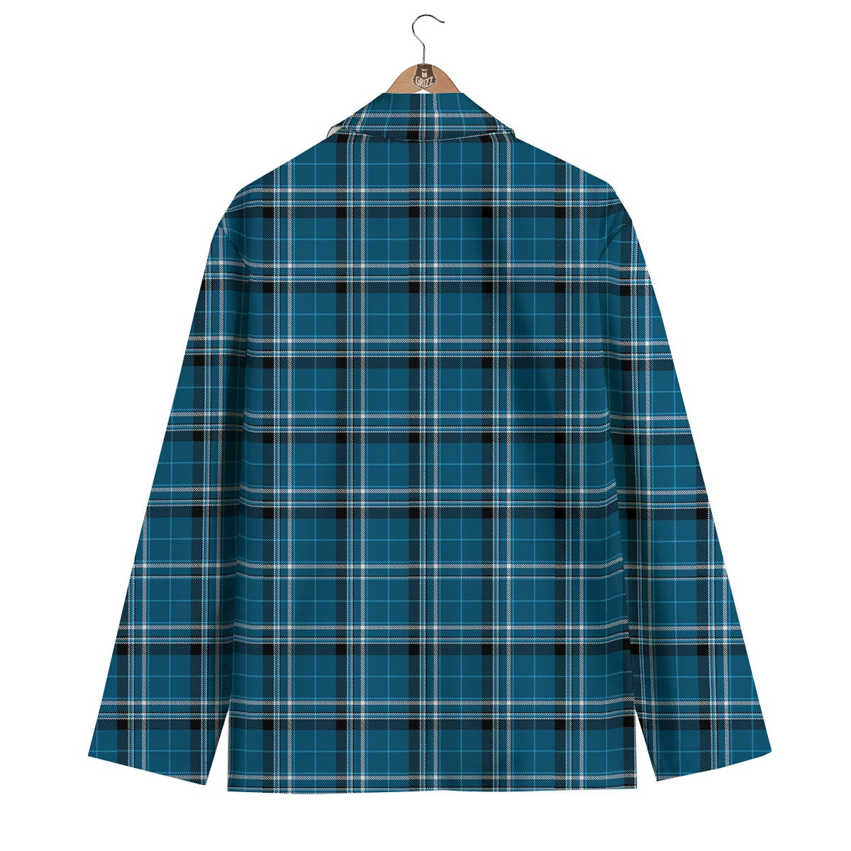 Tartan Teal Stewart Print Pattern Men's Blazer-grizzshop