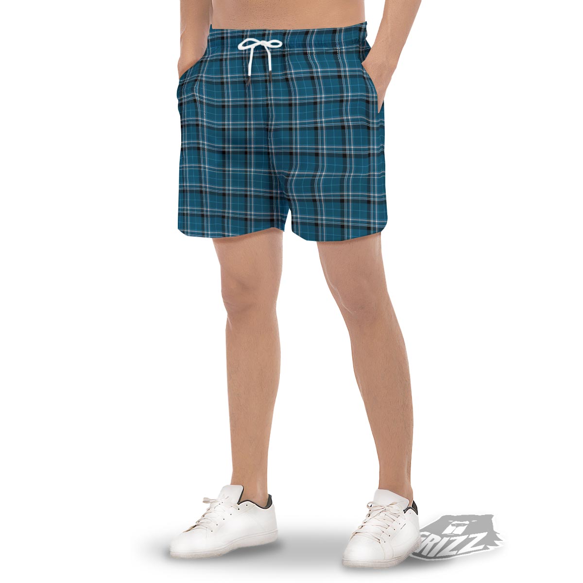 Tartan Teal Stewart Print Pattern Men's Gym Shorts-grizzshop