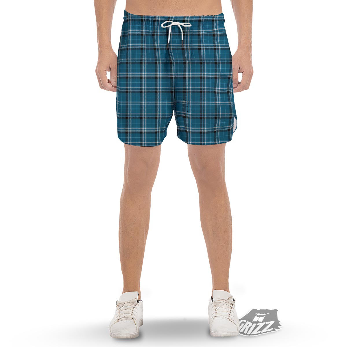 Tartan Teal Stewart Print Pattern Men's Gym Shorts-grizzshop