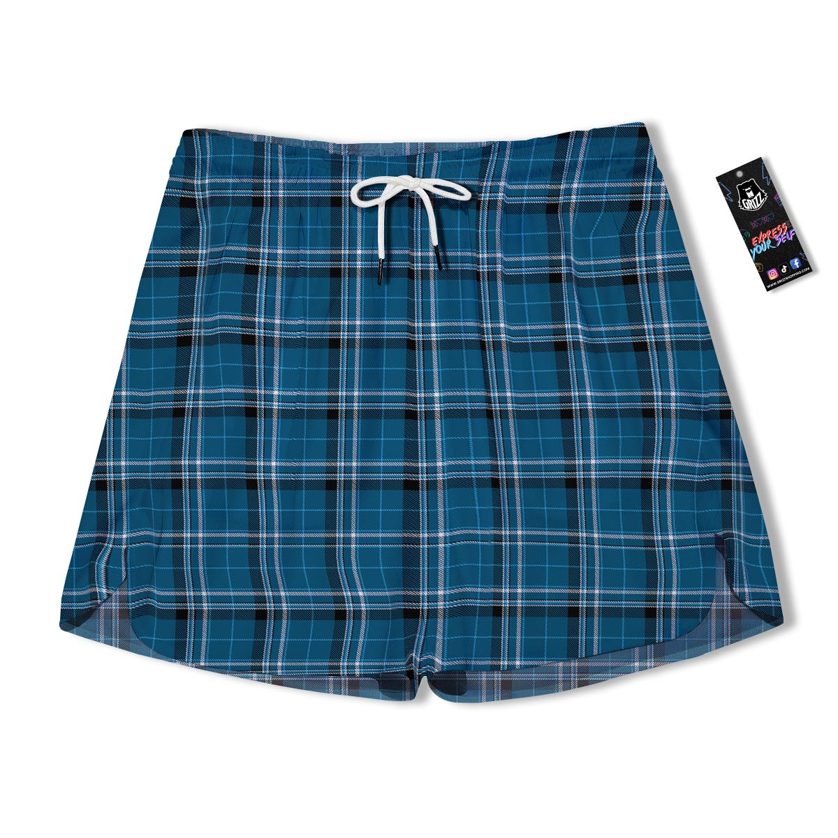 Tartan Teal Stewart Print Pattern Men's Running Shorts-grizzshop