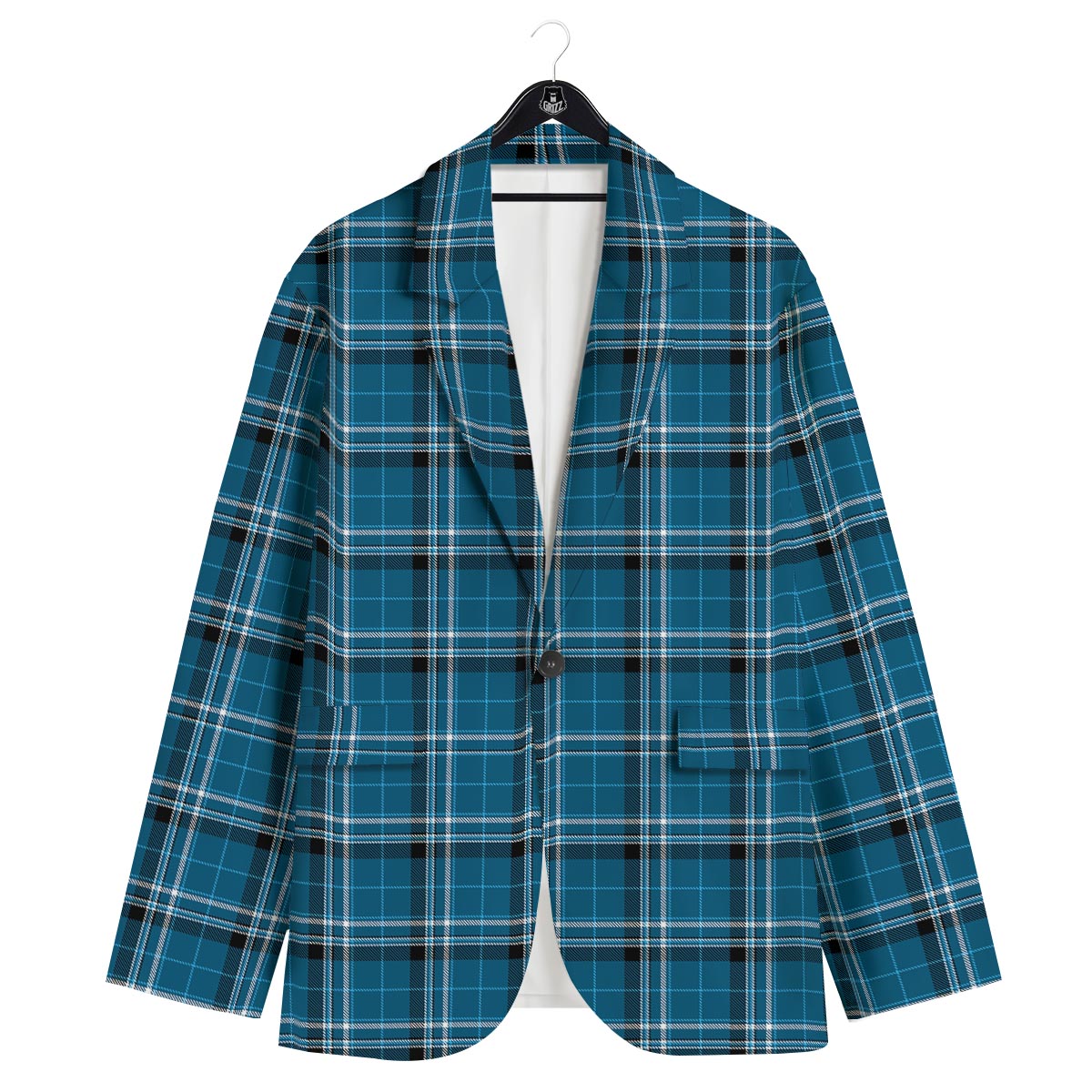 Tartan Teal Stewart Print Pattern Men's Sport Coat-grizzshop