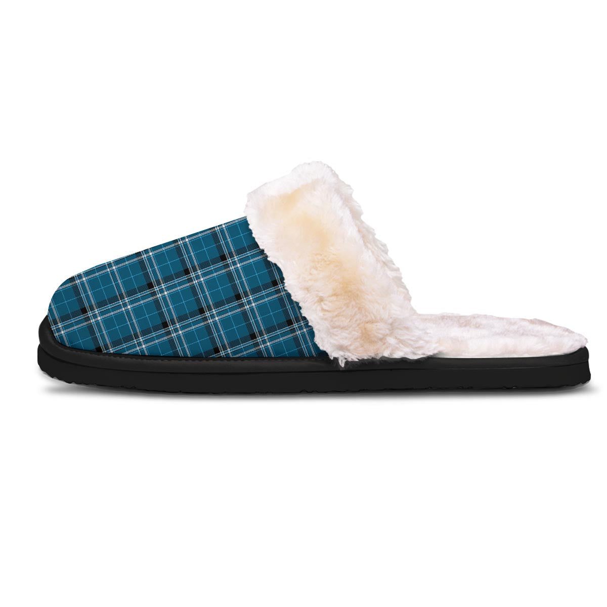 Tartan Teal Stewart Print Pattern Slippers-grizzshop