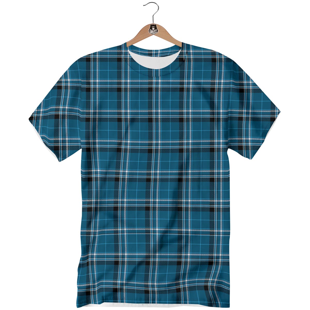 Tartan Teal Stewart Print Pattern T-Shirt-grizzshop