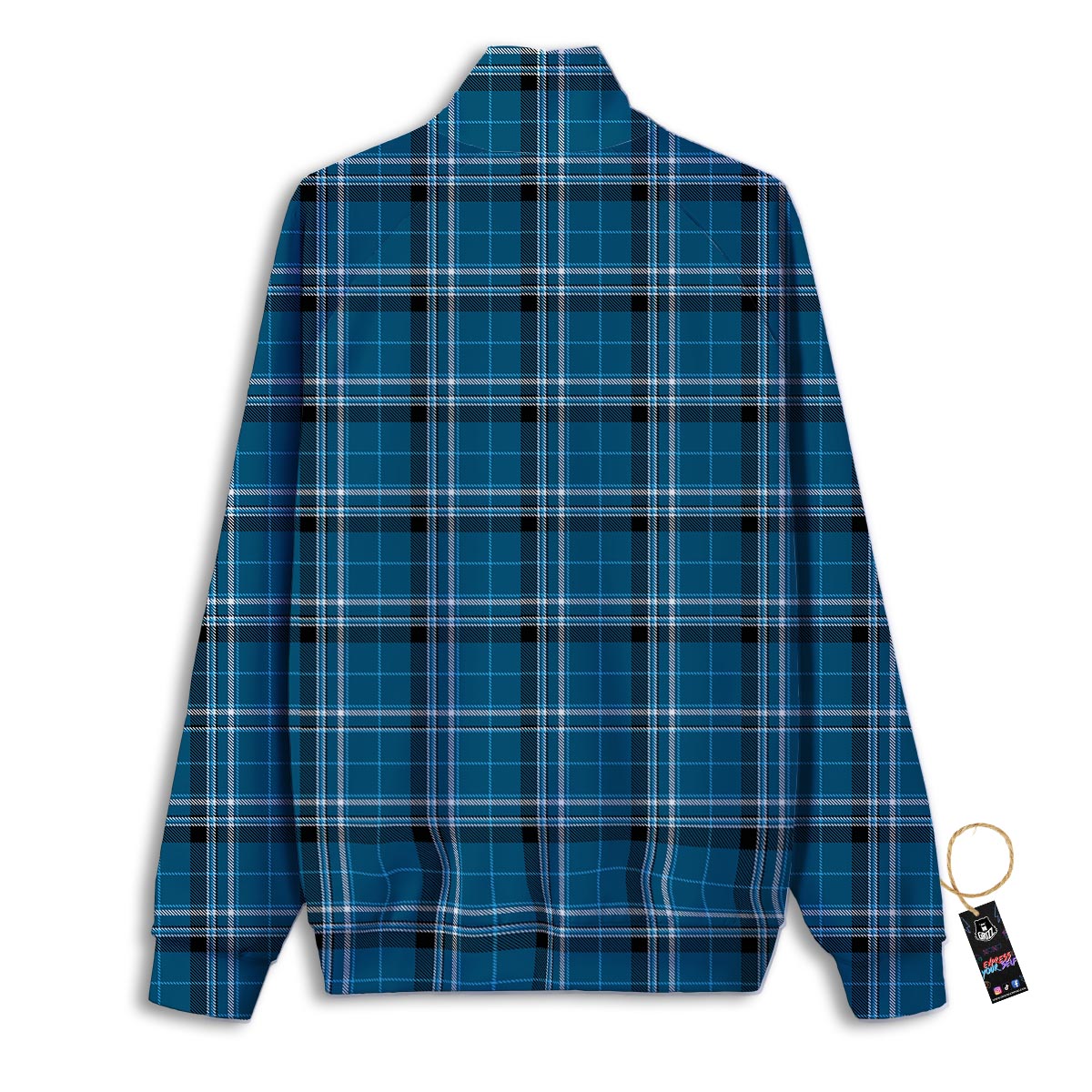 Tartan Teal Stewart Print Pattern Track Jacket-grizzshop