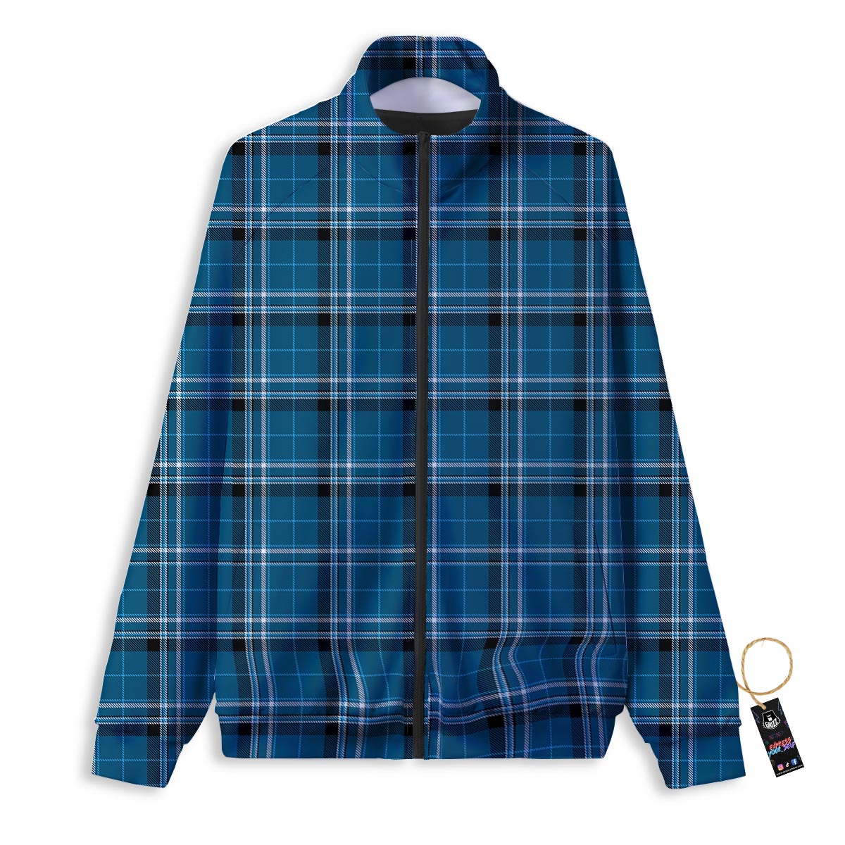 Tartan Teal Stewart Print Pattern Track Jacket-grizzshop