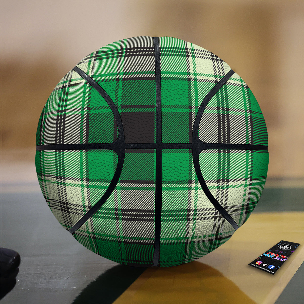 Tartan UFO Green Print Pattern Basketball