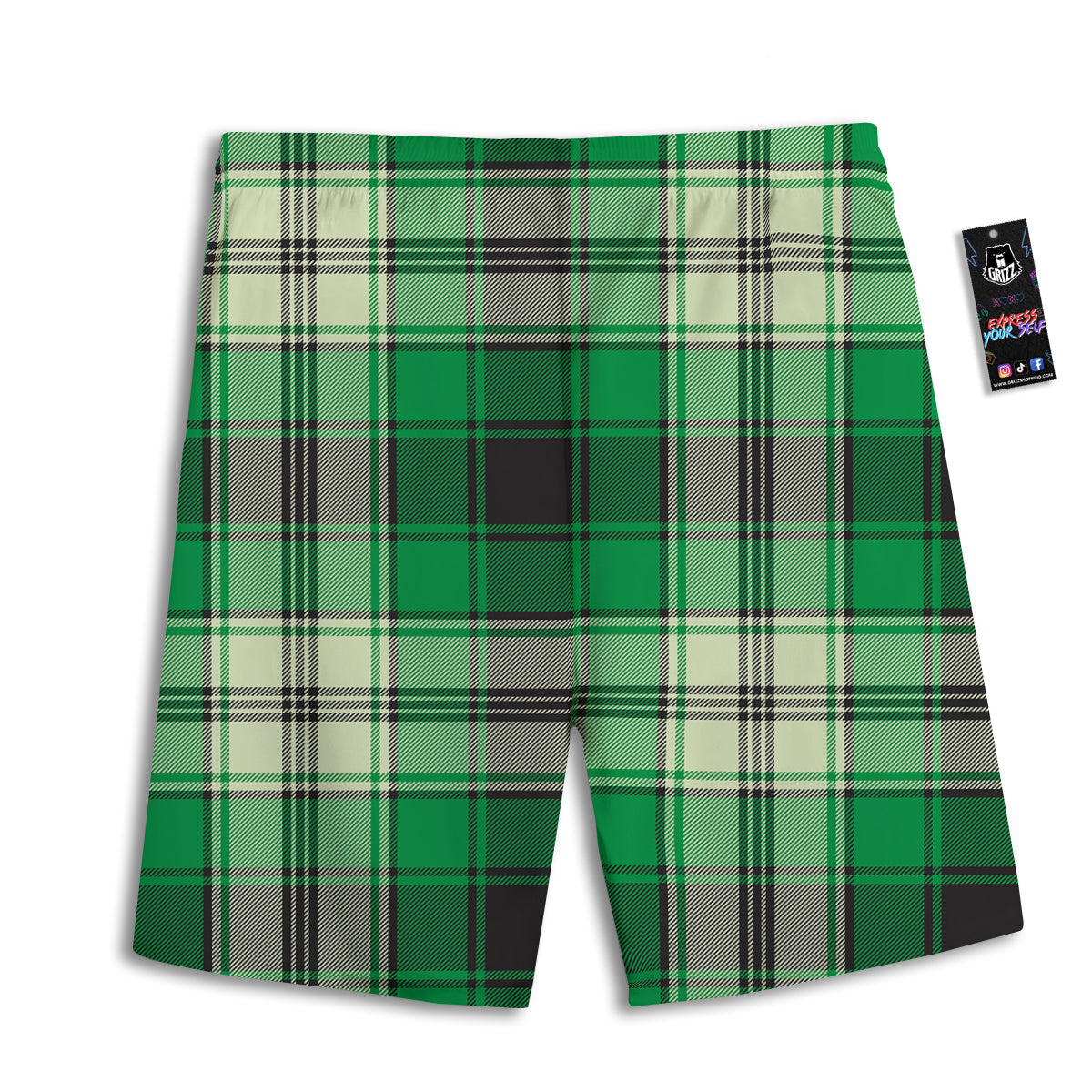 Tartan UFO Green Print Pattern Men's Athletic Shorts