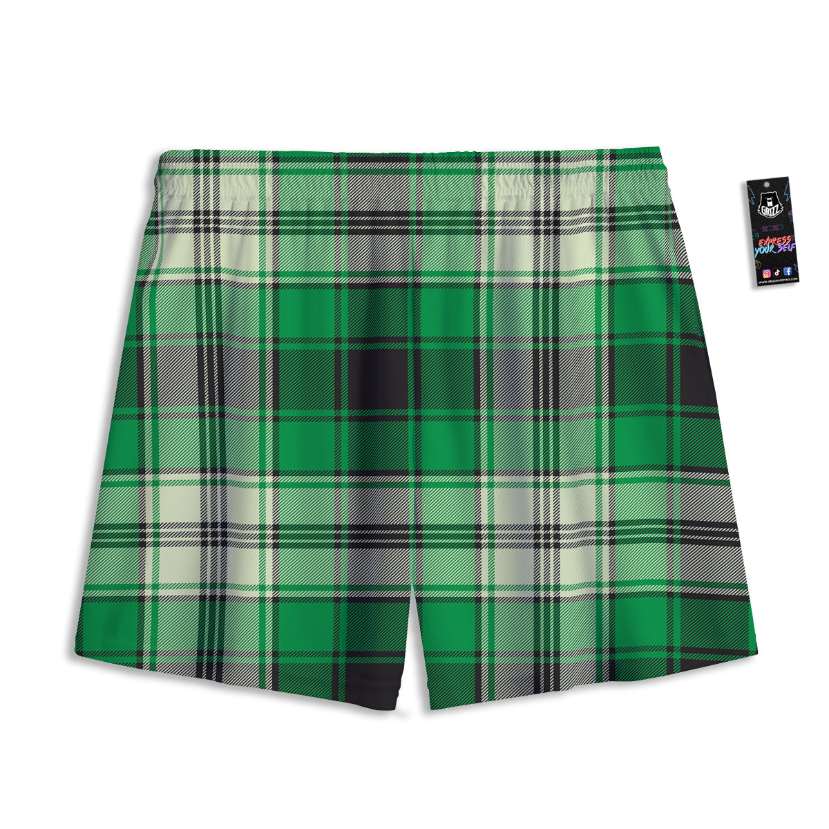 Tartan UFO Green Print Pattern Mesh Shorts
