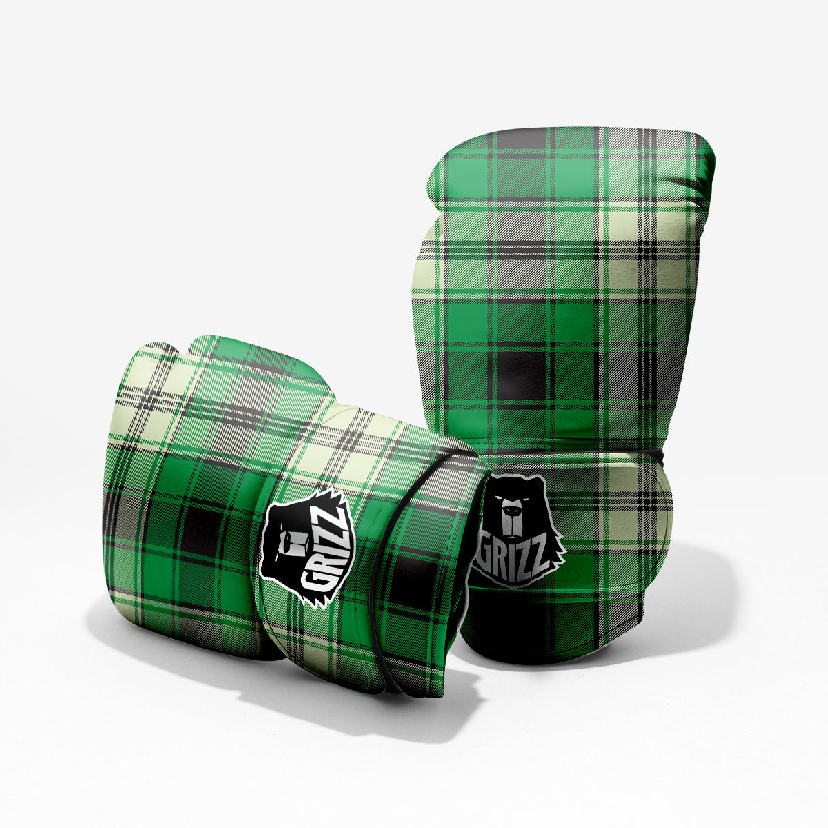 Tartan UFO Green Print Pattern Pro Boxing Glove