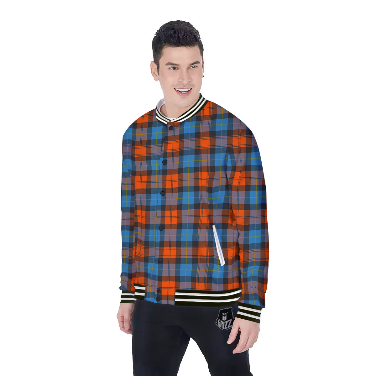Tartan Western Print Pattern Baseball Jacket-grizzshop