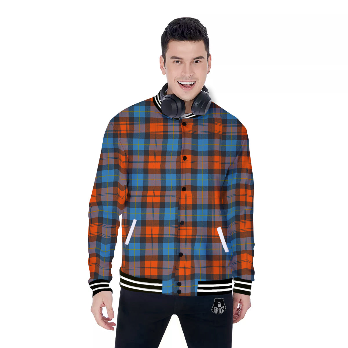 Tartan Western Print Pattern Baseball Jacket-grizzshop