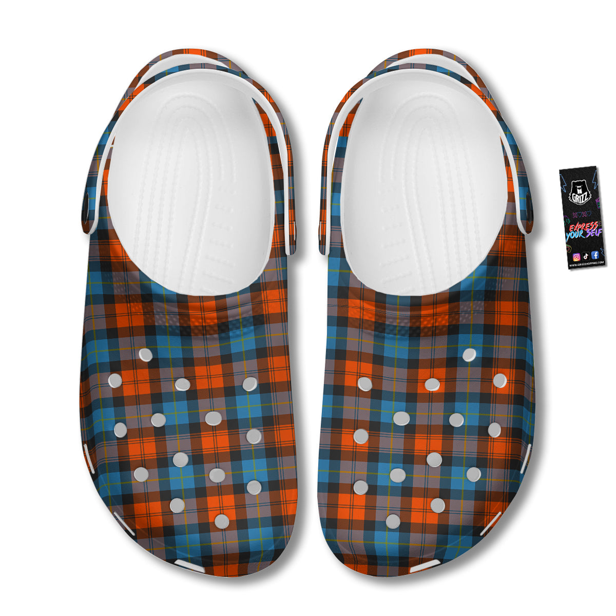 Tartan Western Print Pattern Clog-grizzshop