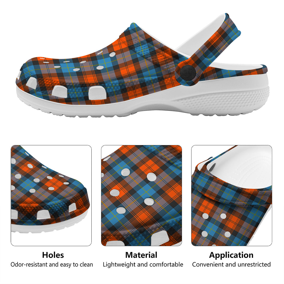 Tartan Western Print Pattern Clog-grizzshop