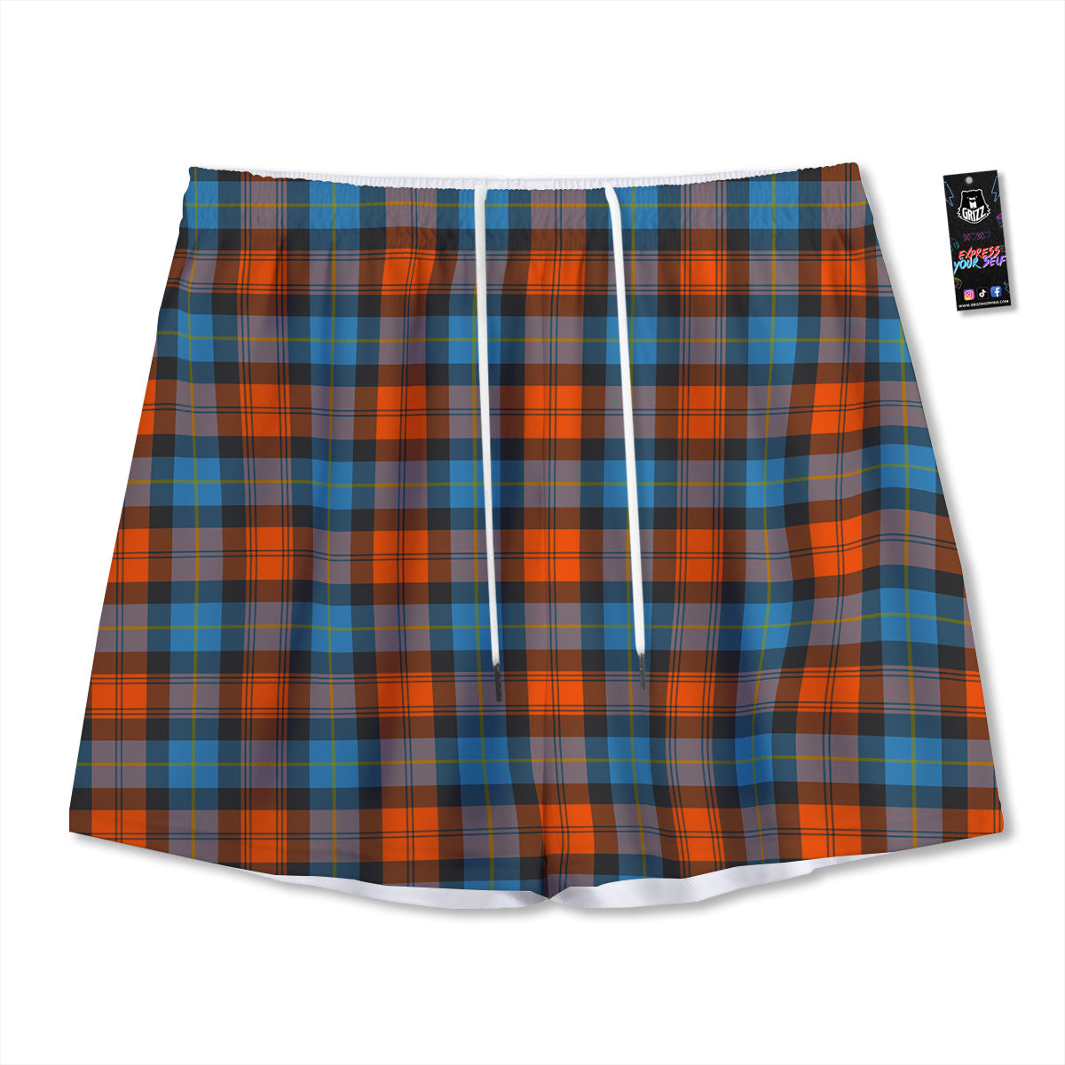 Tartan Western Print Pattern Mesh Shorts