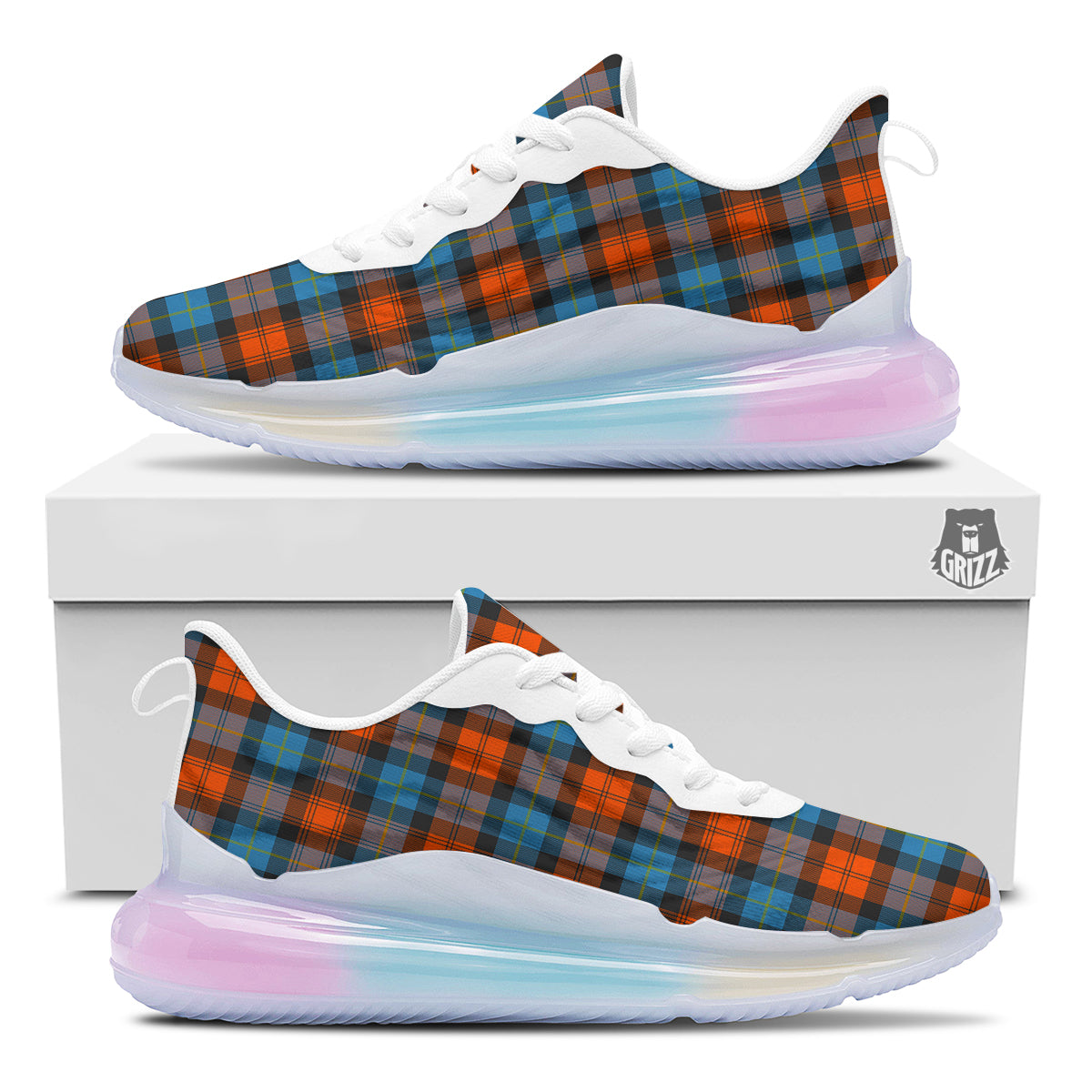 Tartan Western Print Pattern Running Sneakers-grizzshop