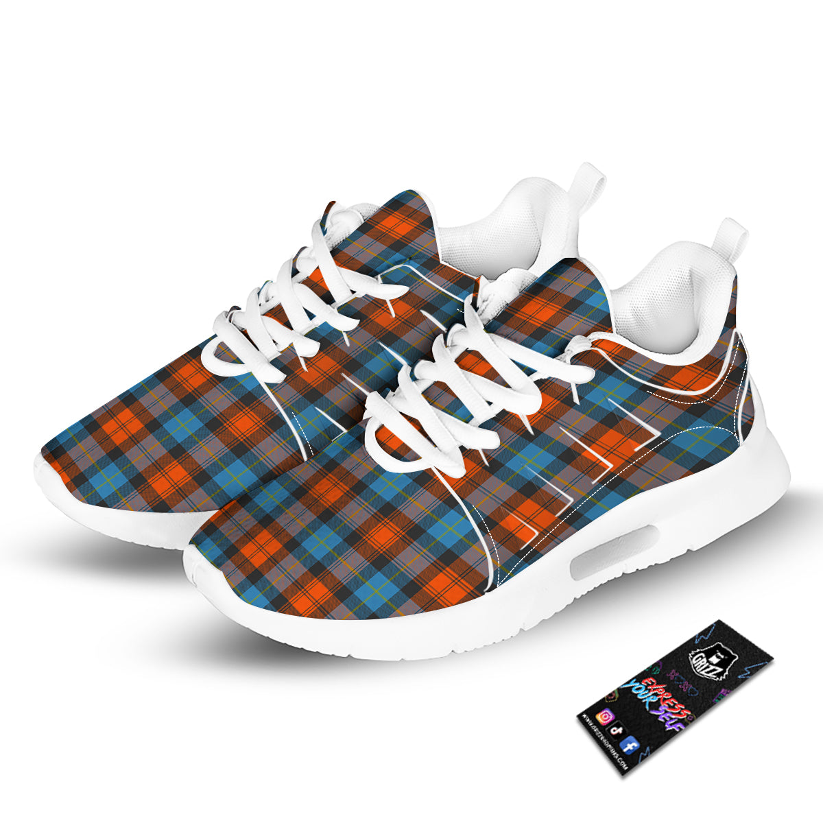 Tartan Western Print Pattern Tennis Shoes-grizzshop