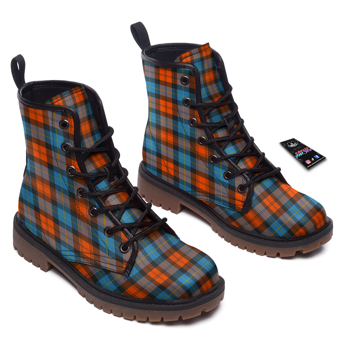 Tartan Western Print Pattern Work Boots-grizzshop