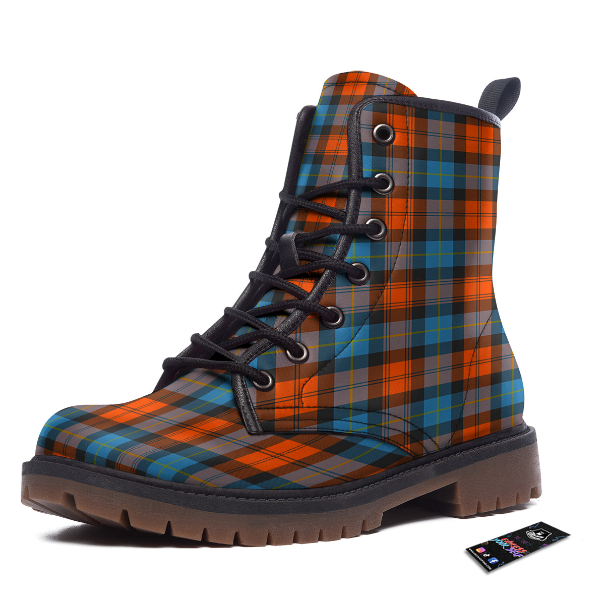 Tartan Western Print Pattern Work Boots-grizzshop