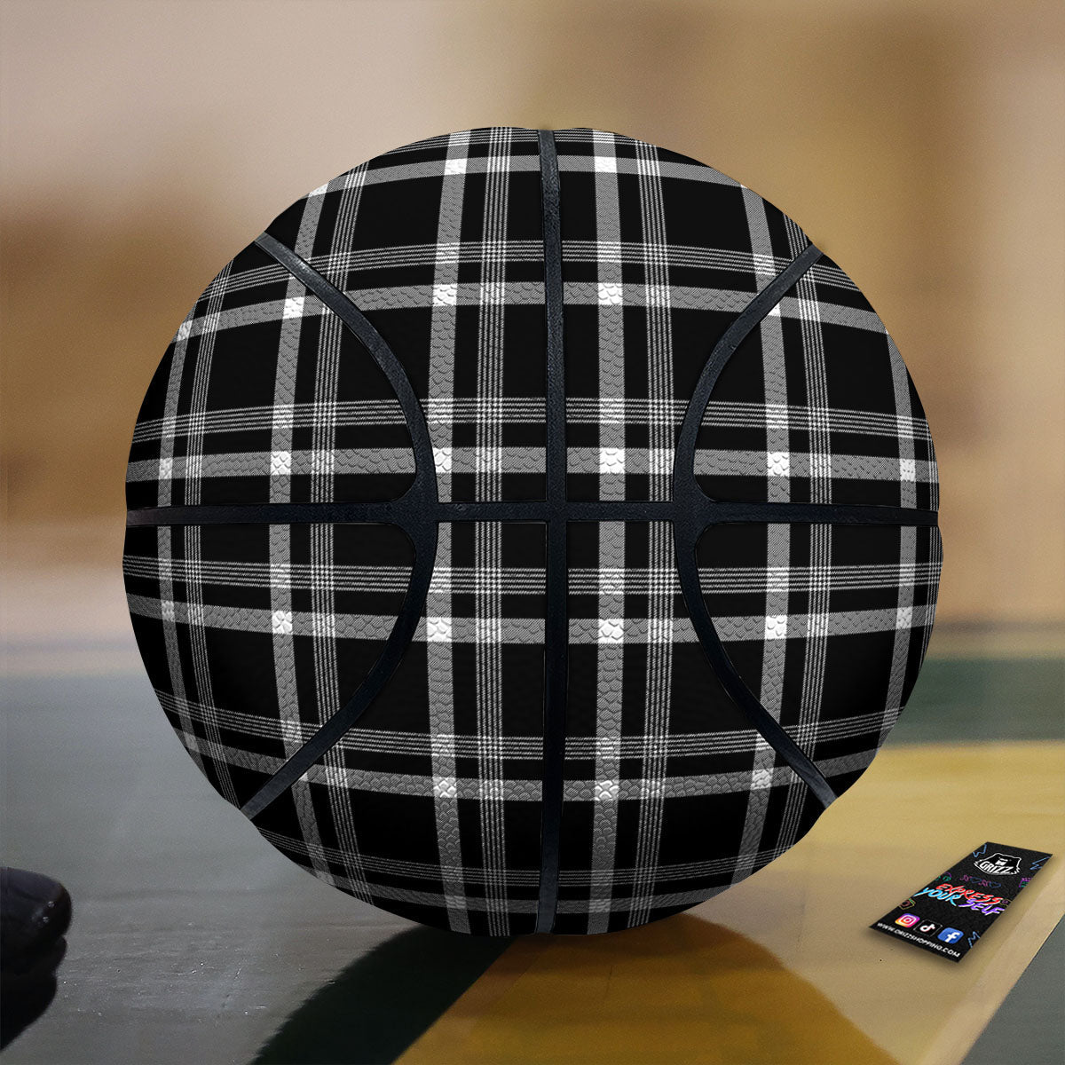 Tartan White And Black Print Pattern Basketball