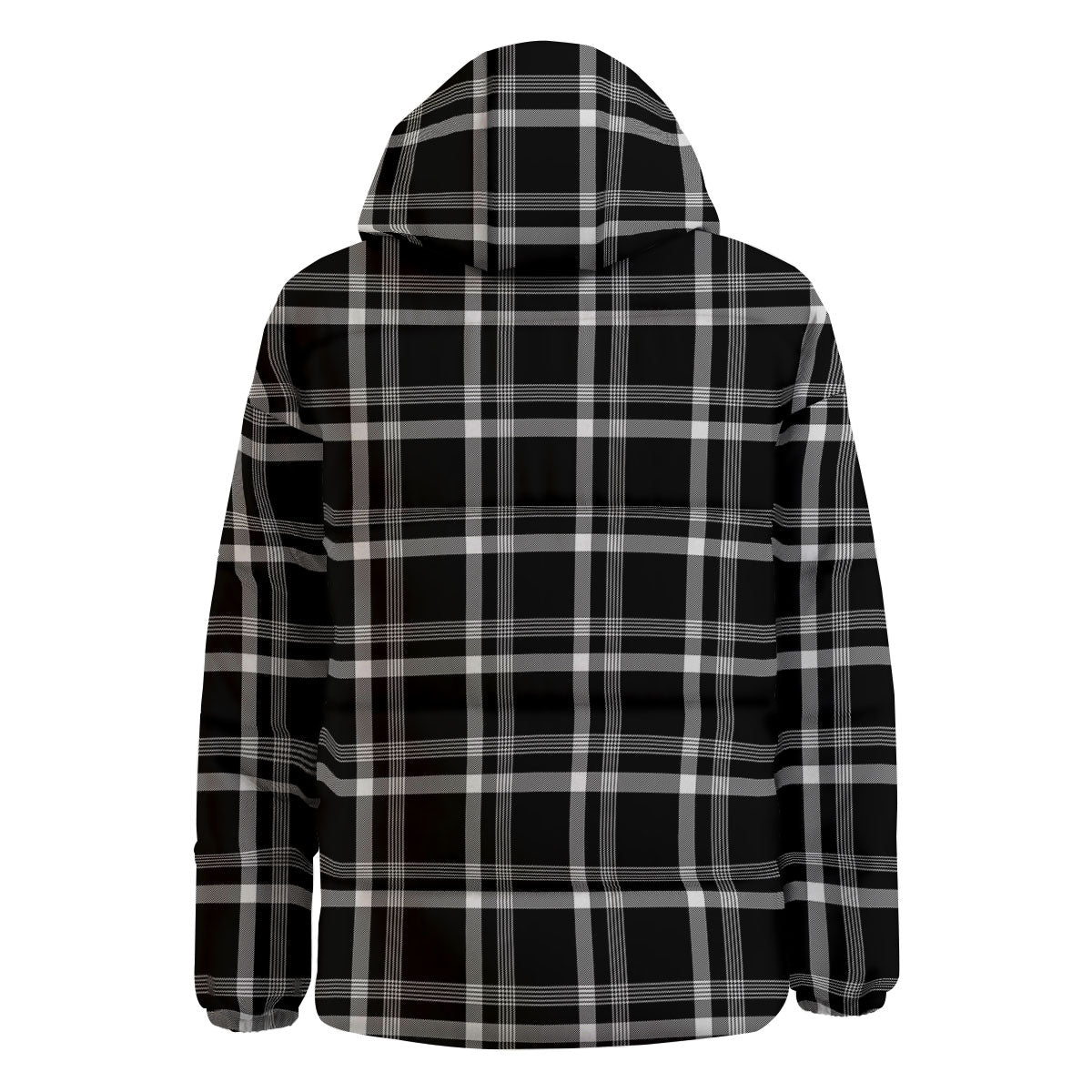 Tartan White And Black Print Pattern Down Jacket-grizzshop