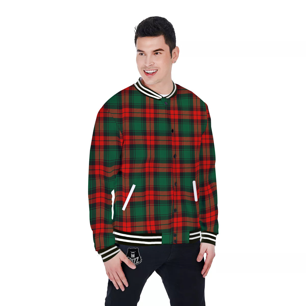 Tartan Xmas Scottish Print Pattern Baseball Jacket-grizzshop
