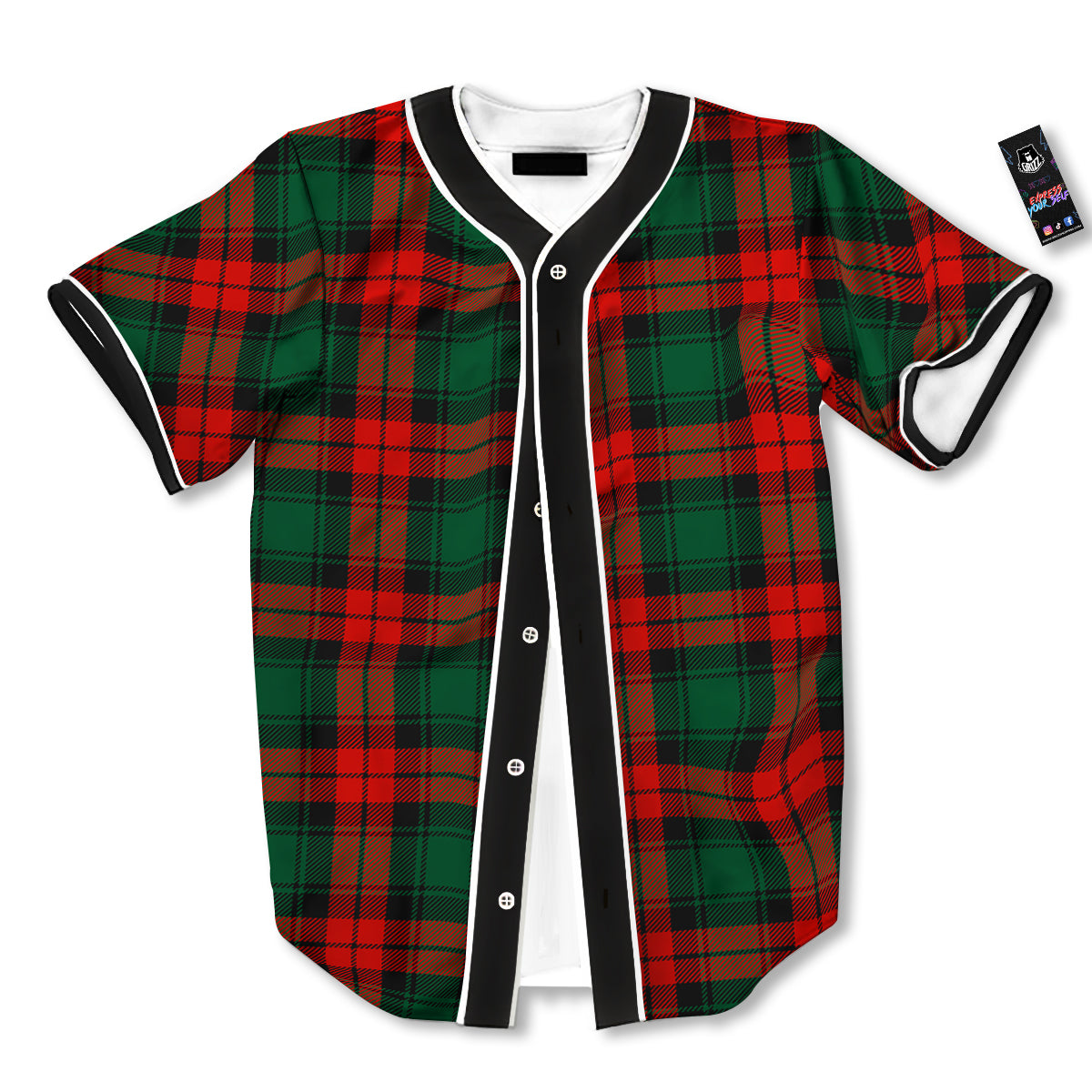 Tartan Xmas Scottish Print Pattern Baseball Jersey-grizzshop