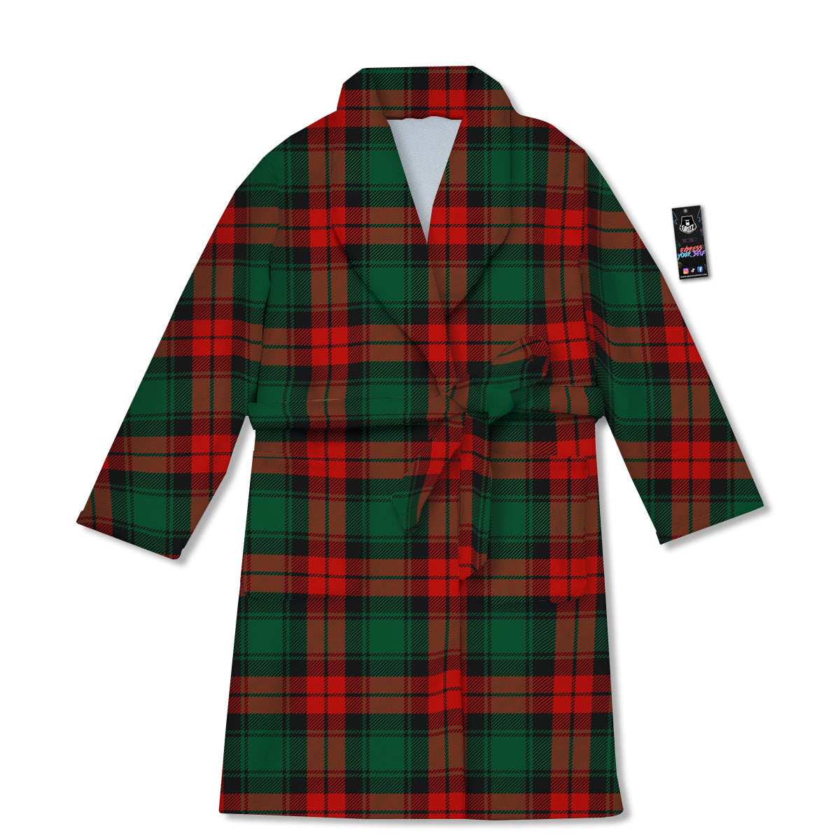 Tartan Xmas Scottish Print Pattern Bathrobe-grizzshop