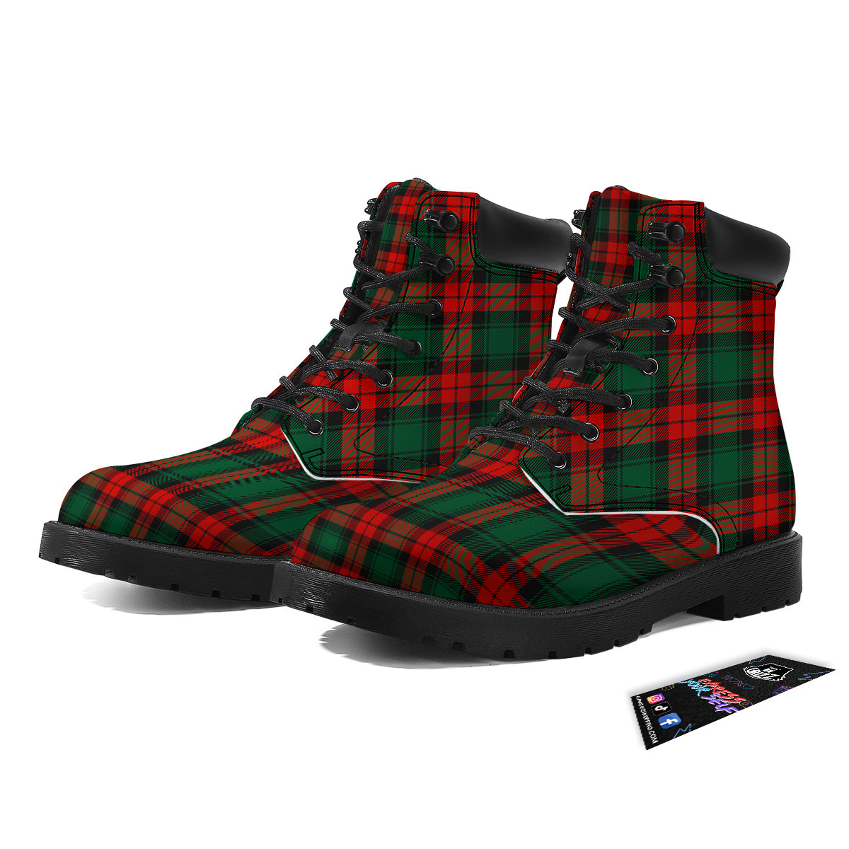 Tartan Xmas Scottish Print Pattern Boots-grizzshop