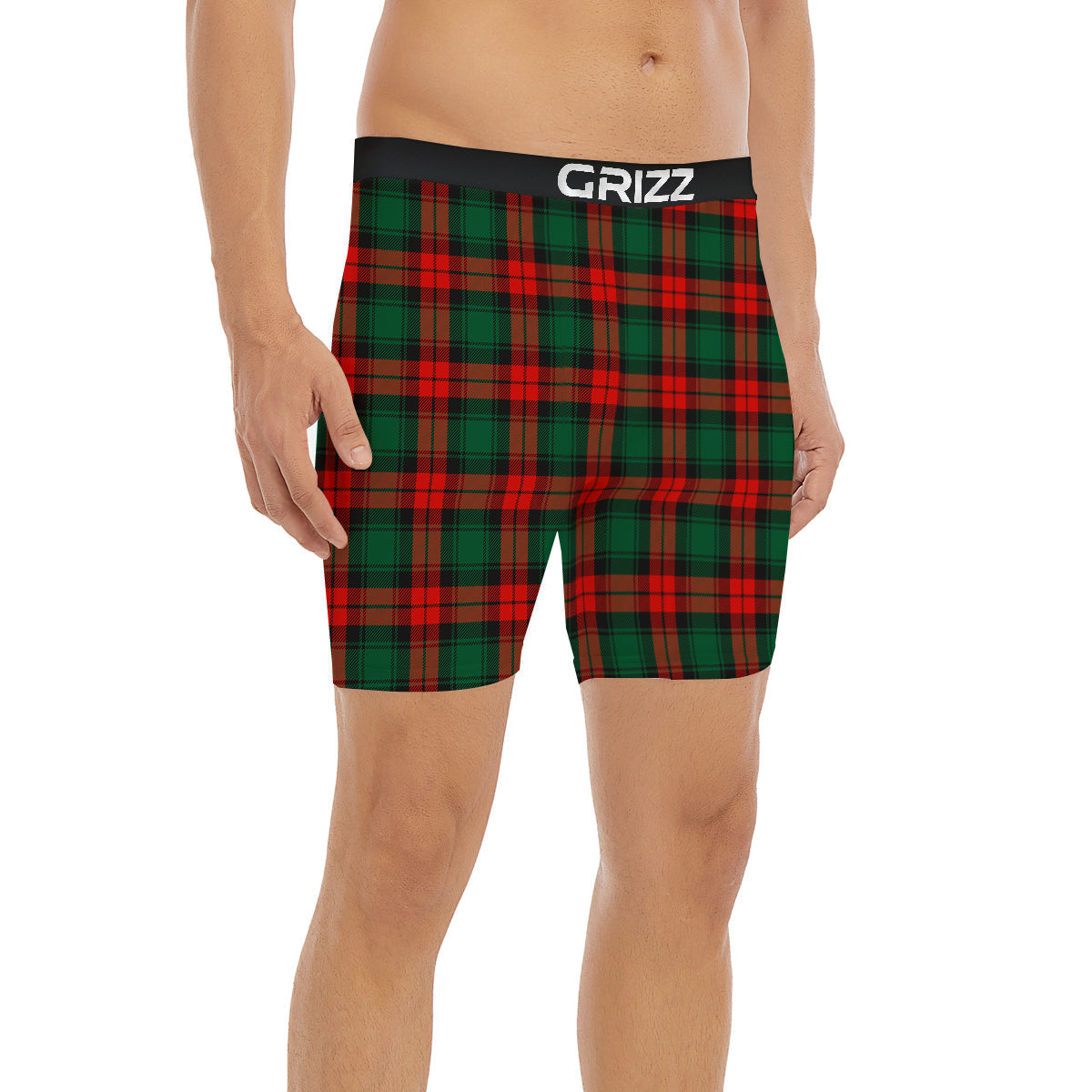 Tartan Xmas Scottish Print Pattern Boxer Briefs-grizzshop