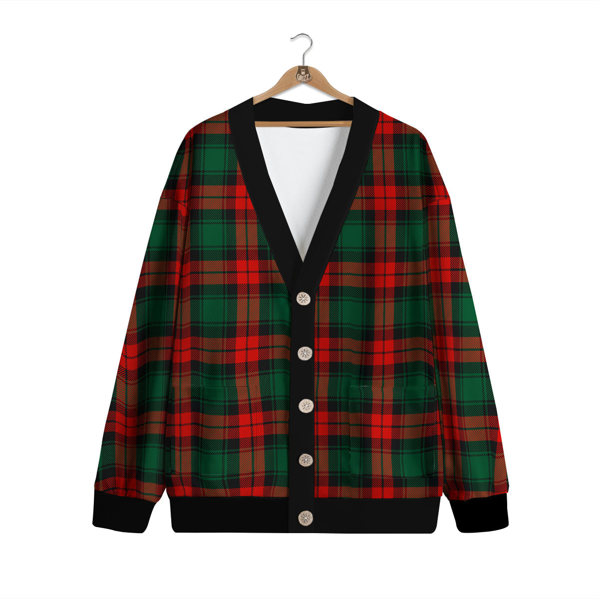Tartan Xmas Scottish Print Pattern Cardigan-grizzshop
