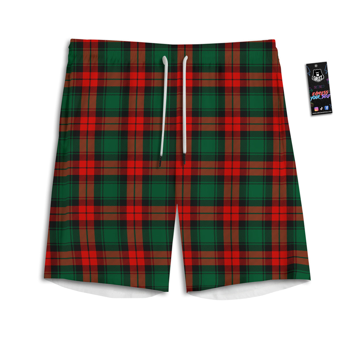 Tartan Xmas Scottish Print Pattern Men's Athletic Shorts