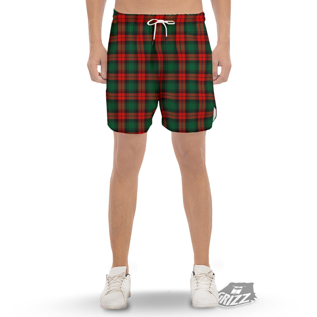 Tartan Xmas Scottish Print Pattern Men's Gym Shorts-grizzshop