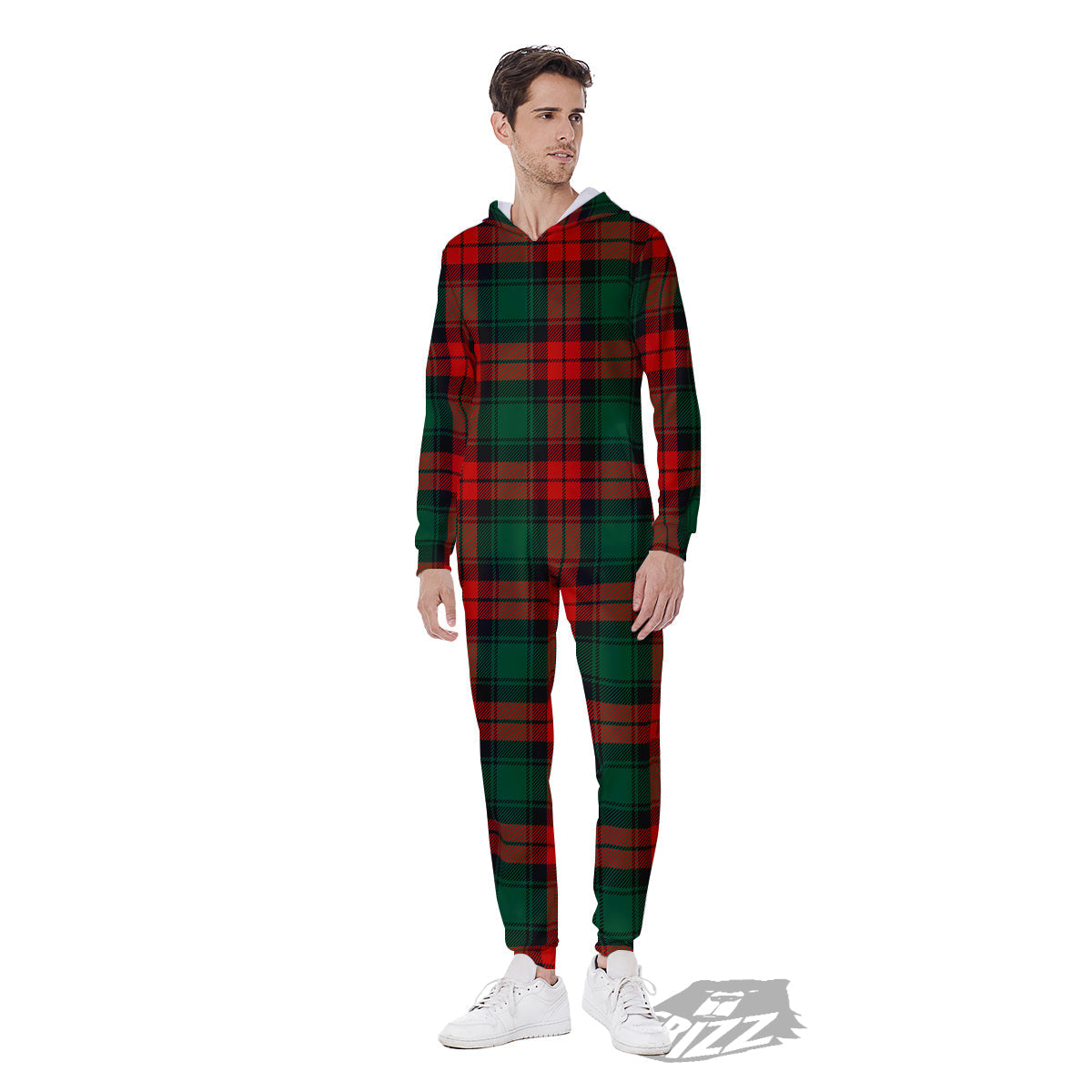 Tartan Xmas Scottish Print Pattern Men's Jumpsuit-grizzshop