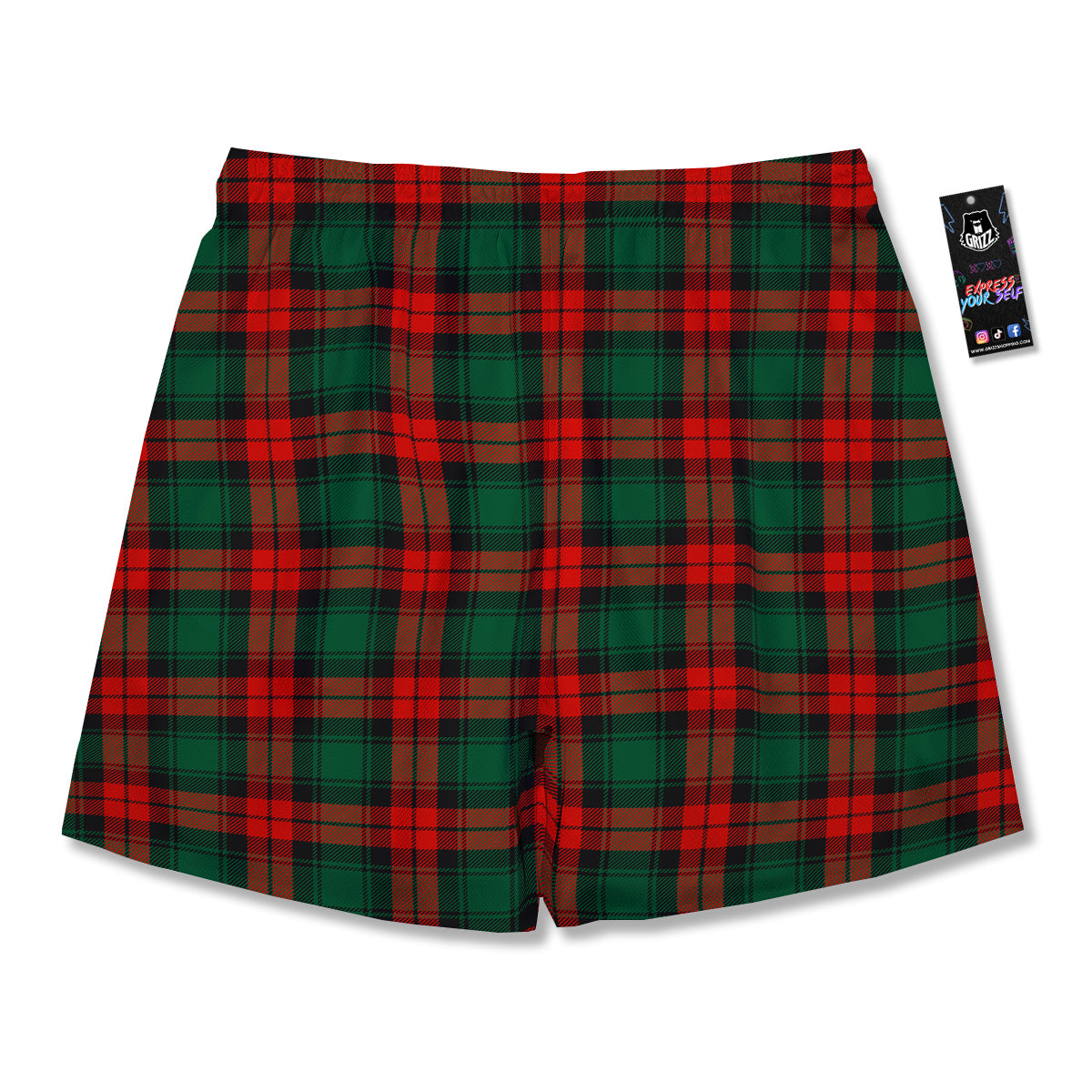 Tartan Xmas Scottish Print Pattern Men's Running Shorts-grizzshop