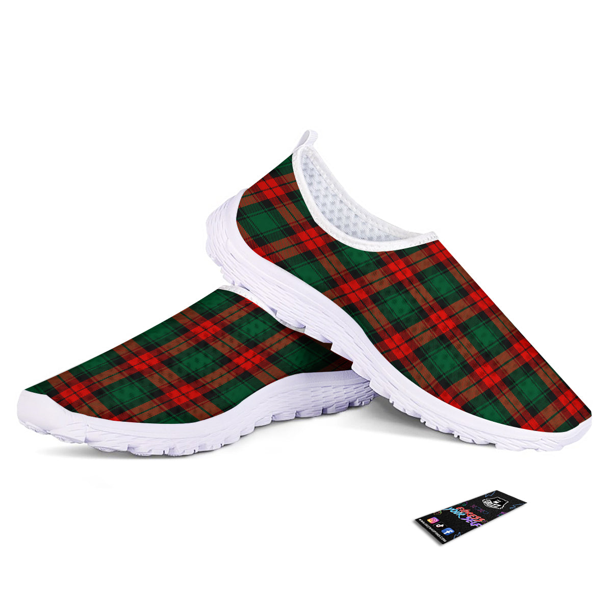 Tartan Xmas Scottish Print Pattern Nurse Shoes-grizzshop
