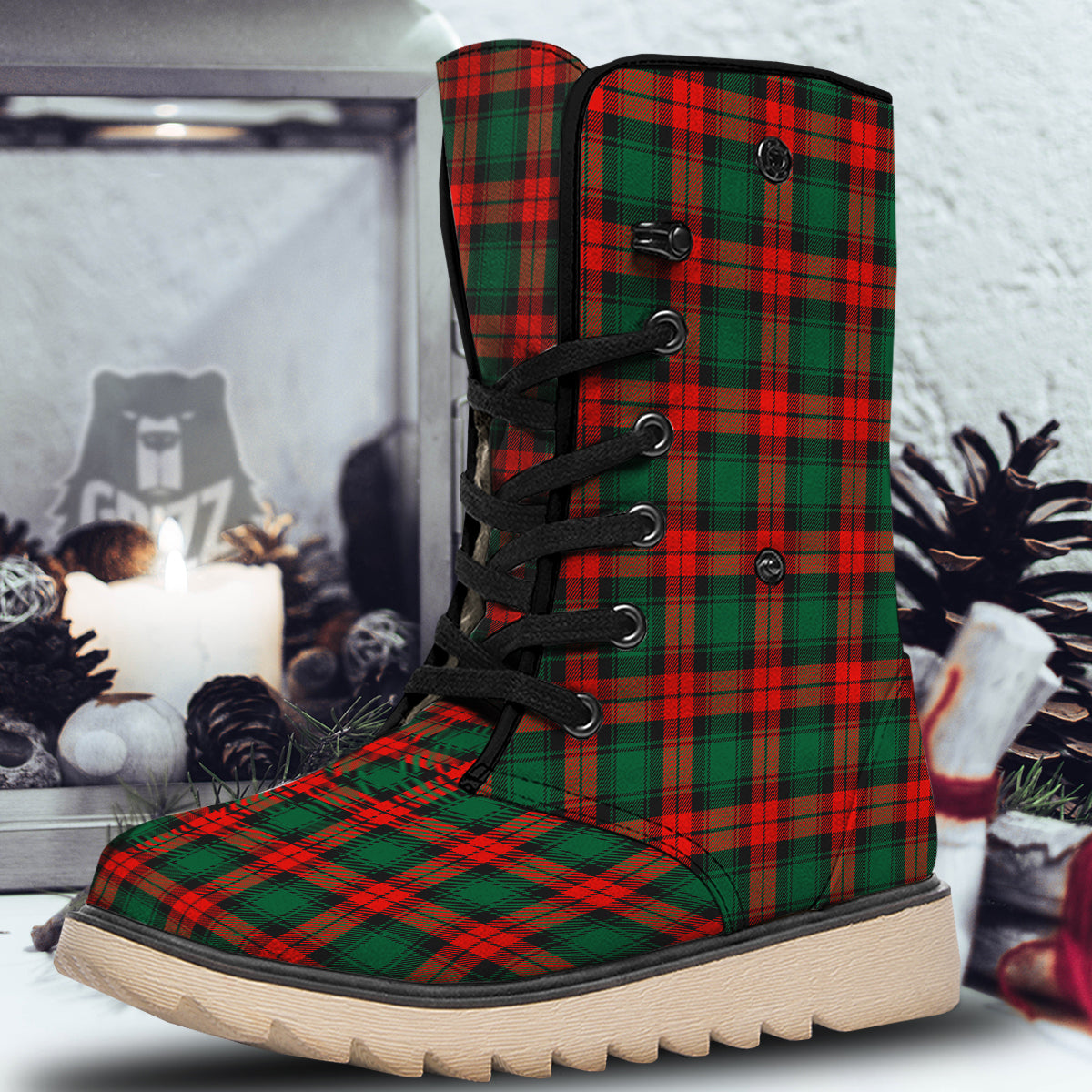 Tartan Xmas Scottish Print Pattern Snow Boots-grizzshop