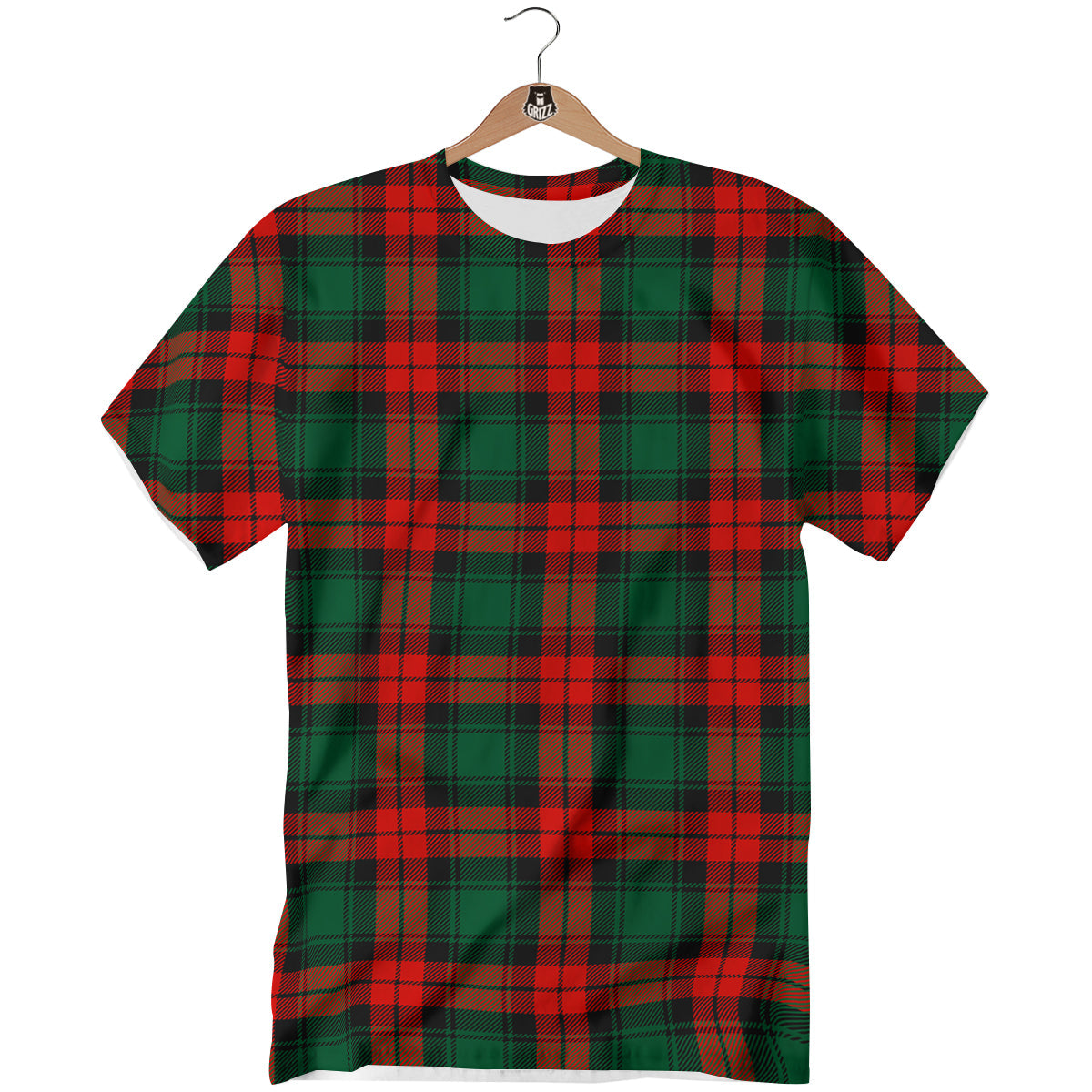 Tartan Xmas Scottish Print Pattern T-Shirt-grizzshop