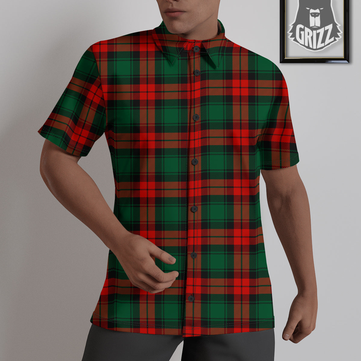 Tartan Xmas Scottish Print Pattern Untucked Shirts-grizzshop